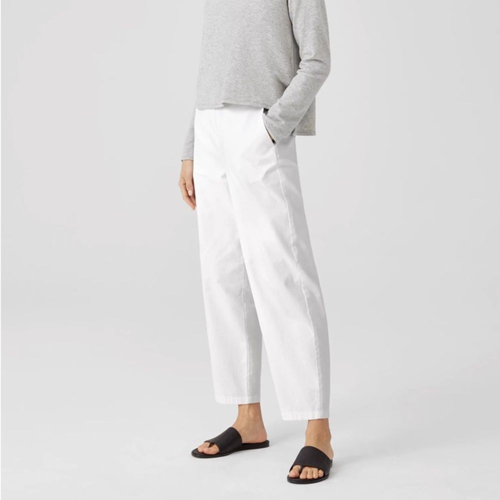 Eileen Fisher Organic Cotton Hemp Lantern Ankle Pant White Size X-Large Nwot